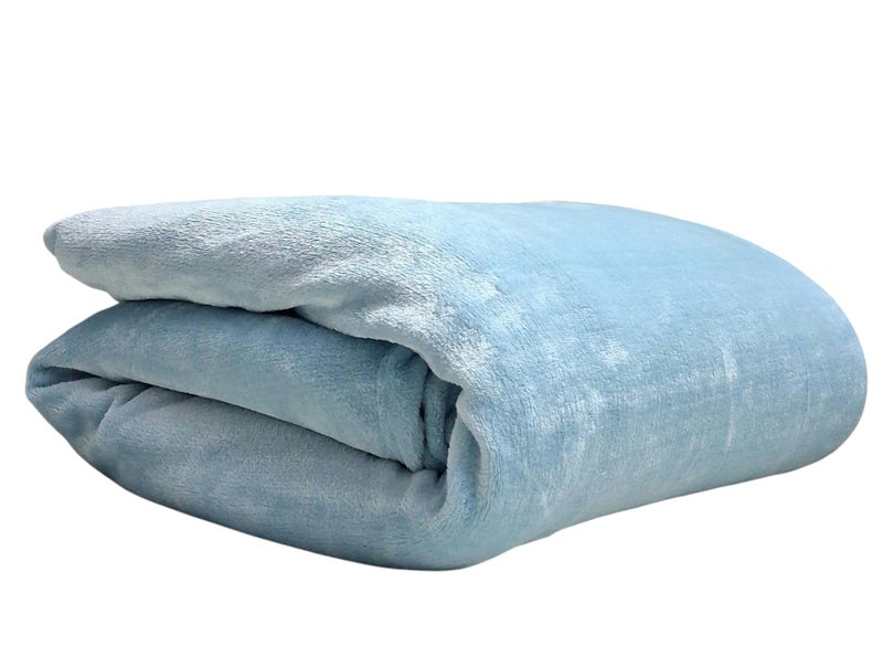 CHANDRAVATI Premium Plush Solid Summer Single Bed Dohar/Ac Blanket | 200 GSM Reversible Lightweight Cozy Soft for Single Bed, Sofa, Couch, Travel & Camping || (Sky Blue, Double) - Image 1