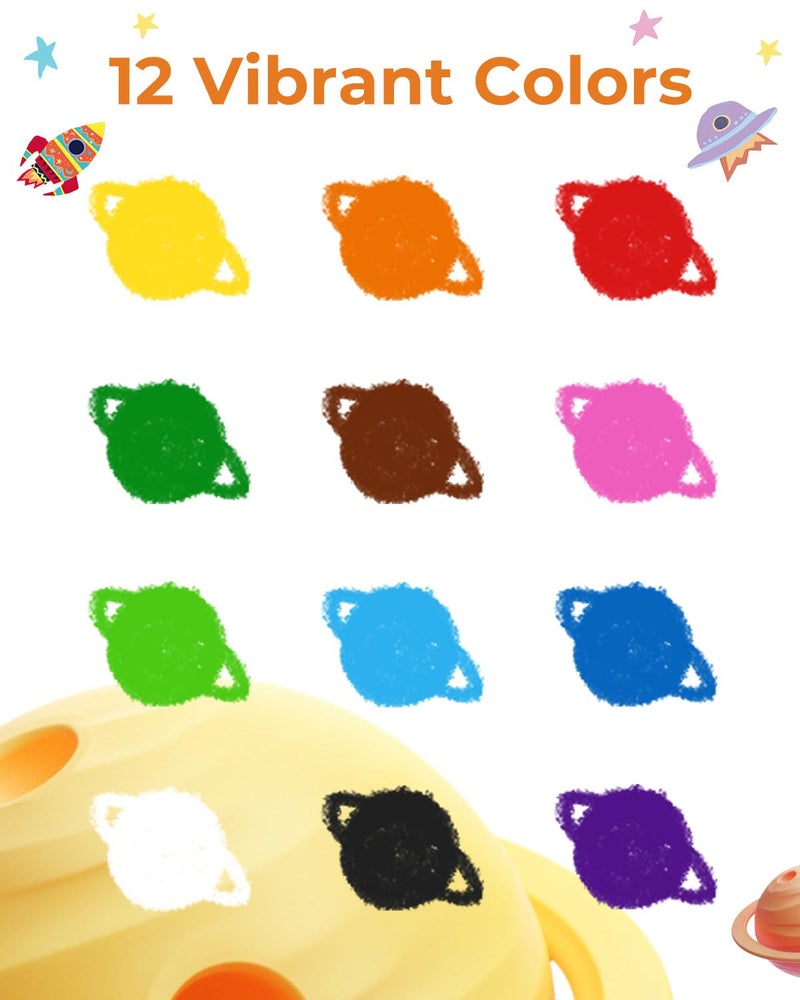 JUPITEARTH 12 Colors Twist Crayons for Toddlers 1-3, Non-Toxic Washable Crayons for Ages 4-8 with Storage Bucket, Ultra-Silky and Easy to Hold Art Supplies,Ideal Christmas Gift for Boys and Girls - Image 2