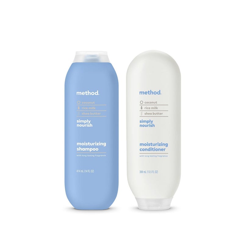 Method Daily Simply Nourish Moisturizing Hair Care Shampoo (14 oz) + Conditioner (13.5 oz) with Shea Butter, Coconut, and Rice Milk, Paraben and Sulfate Free - Image 1