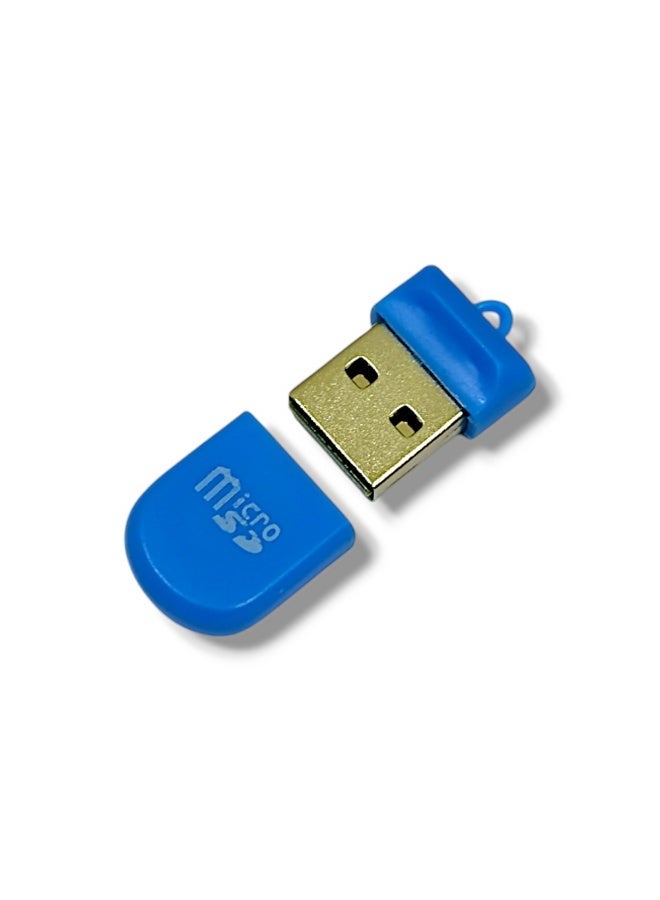 Micro SD (T-Flash) USB 2.0 External Memory Card Reader, Blue - Image 2