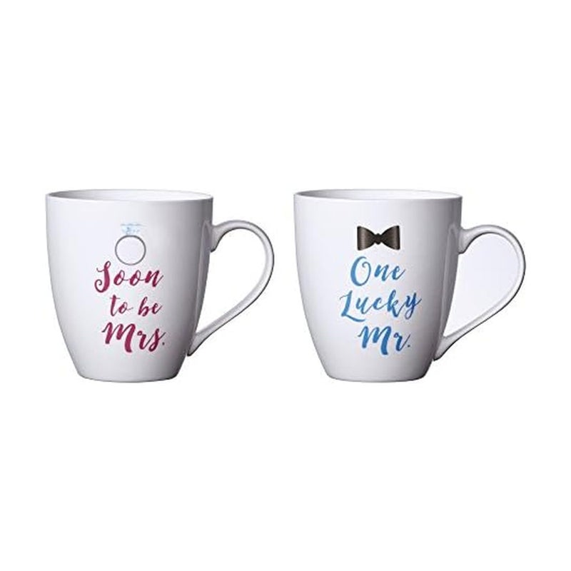 Pfaltzgraff Everyday Mug Soon to be Mrs and One Lucky Mr 18Ounce Set Of 2