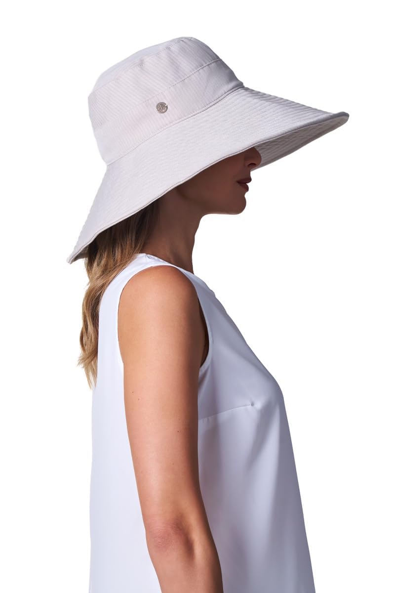 Coolibar Women's Beach Hat - UPF 50+ Sun Protection - Brittany in Natural Modern Herringbone - Image 5