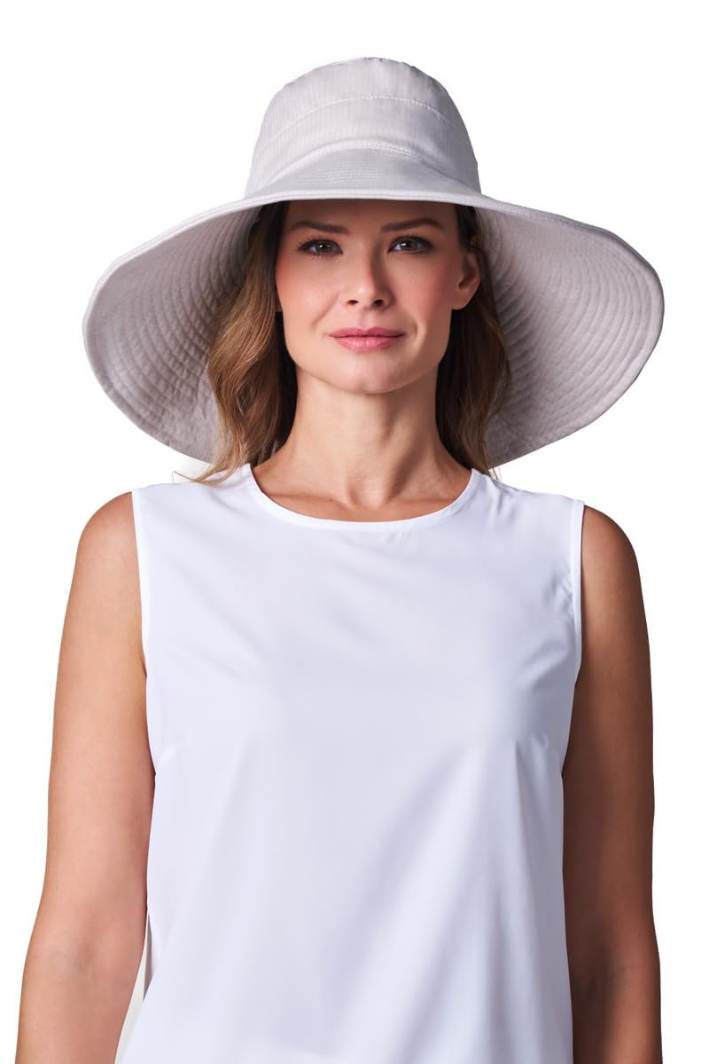 Coolibar Women's Beach Hat - UPF 50+ Sun Protection - Brittany in Natural Modern Herringbone - Image 1
