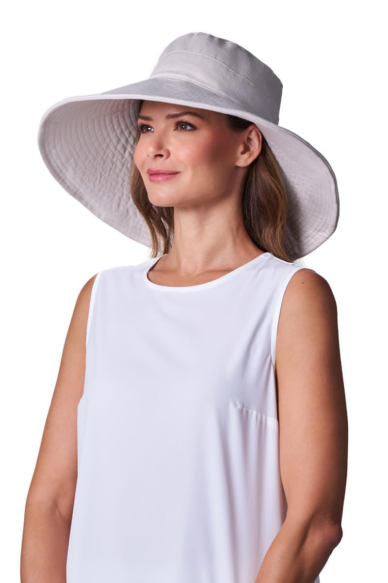 Coolibar Women's Beach Hat - UPF 50+ Sun Protection - Brittany in Natural Modern Herringbone - Image 4