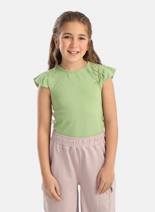 Carina Girly Ribbed Ruffle Top - Image 1