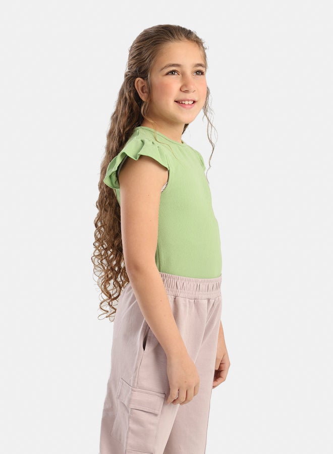 Carina Girly Ribbed Ruffle Top - Image 2