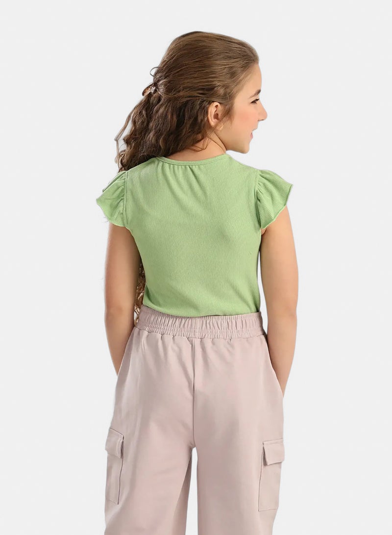 Carina Girly Ribbed Ruffle Top - Image 4