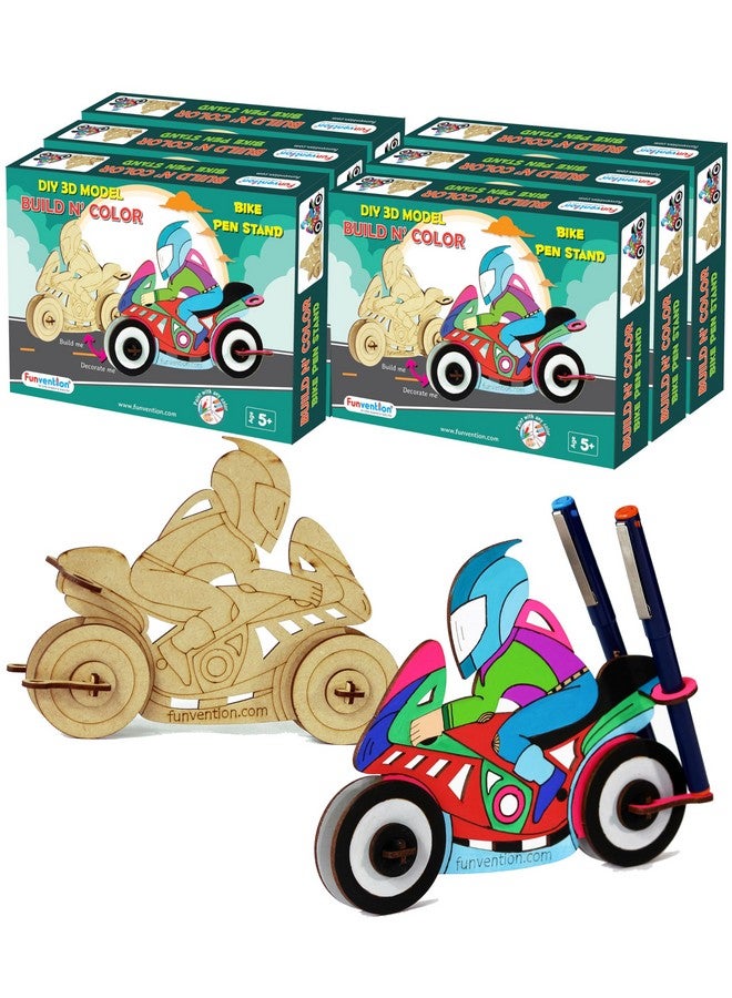 فنفينشين دراجة فنفنشن - نموذج تلوين ثلاثي الأبعاد (عبوة من 6 قطع) - منظم مكتبي قابل للحمل بنفسك - لعبة ألغاز ثلاثية الأبعاد لتعلم العلوم والرياضيات والهندسة والتكنولوجيا - مجموعة فنية وتلوين ورسم للأطفال - هدية عيد ميلاد، مجموعة حفلات للأطفال - Image 1