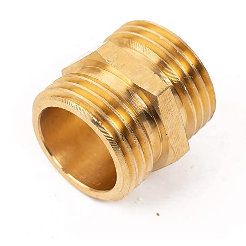 Hourleey Garden Hose Adapter, 3/4 Inch Solid Brass Hose Connectors, 2 Pack Hose Connector with 2 Extra Washers (Male to Male) - Image 2