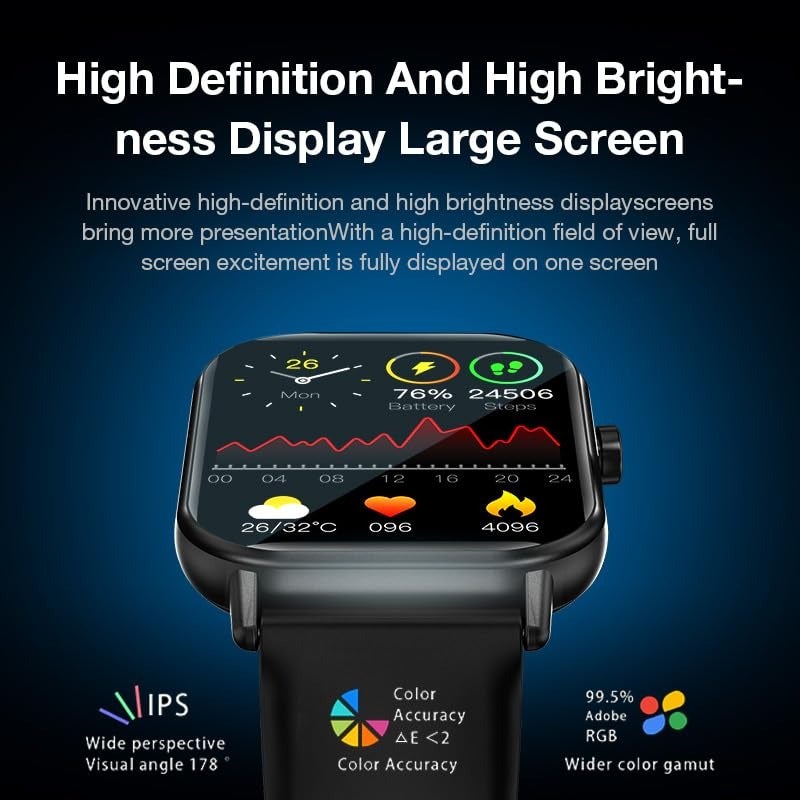Aolon Smart Watch for Men Women 1.83 HD Display Long Battery Life Fitness Tracker IP67 Waterproof Lightweight Smartwatch with Alarm Calculator Flashlight Black - Image 3