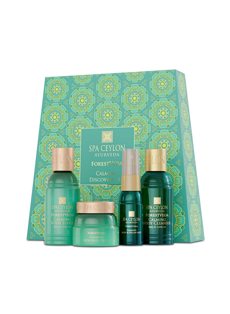 SPA CEYLON ForestVeda Calming Discovery Set | Wellness Spa Set | Pampering Trial Set | Relaxing Gift with Travel Size Body Lotion, Shower Gel, Body Cream & Pillow Mist, 4-Piece Set | Ayurvedic Discovery Set - Image 1
