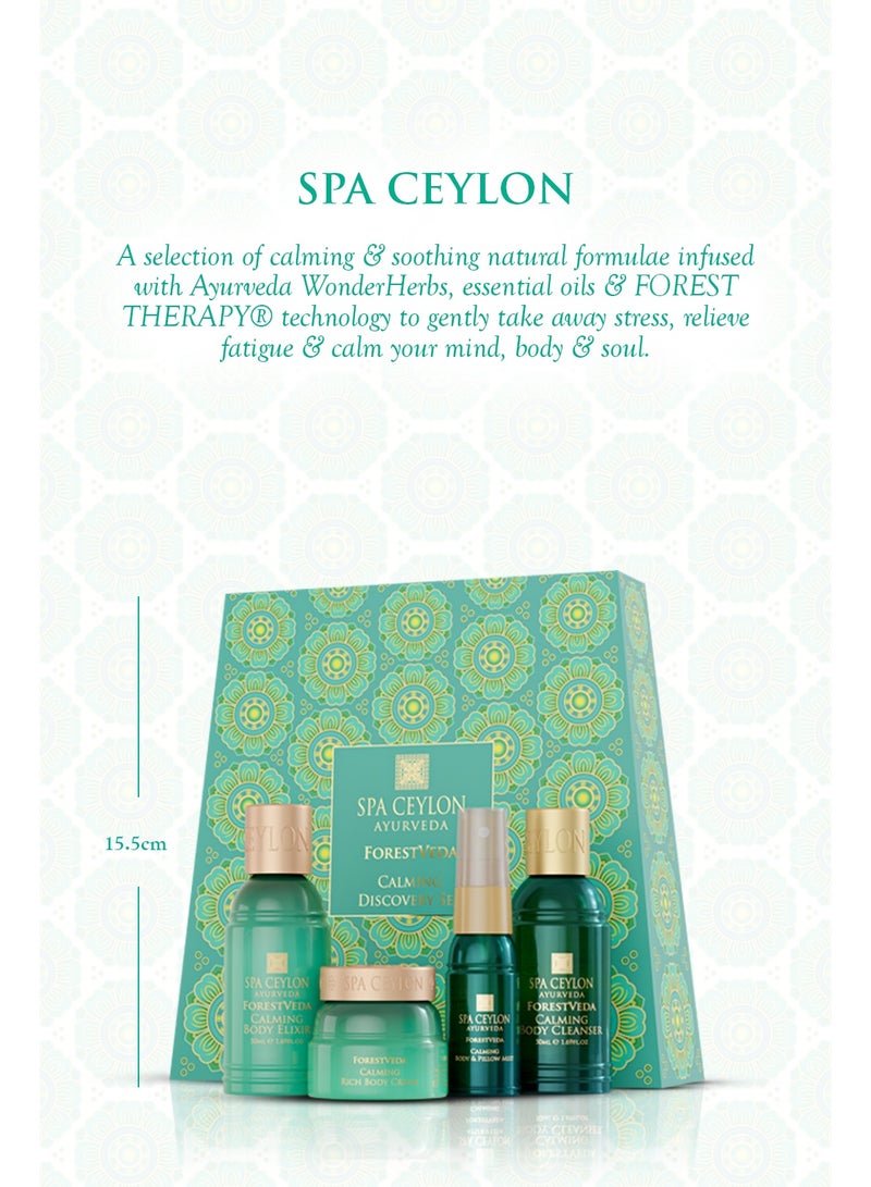SPA CEYLON ForestVeda Calming Discovery Set | Wellness Spa Set | Pampering Trial Set | Relaxing Gift with Travel Size Body Lotion, Shower Gel, Body Cream & Pillow Mist, 4-Piece Set | Ayurvedic Discovery Set - Image 3