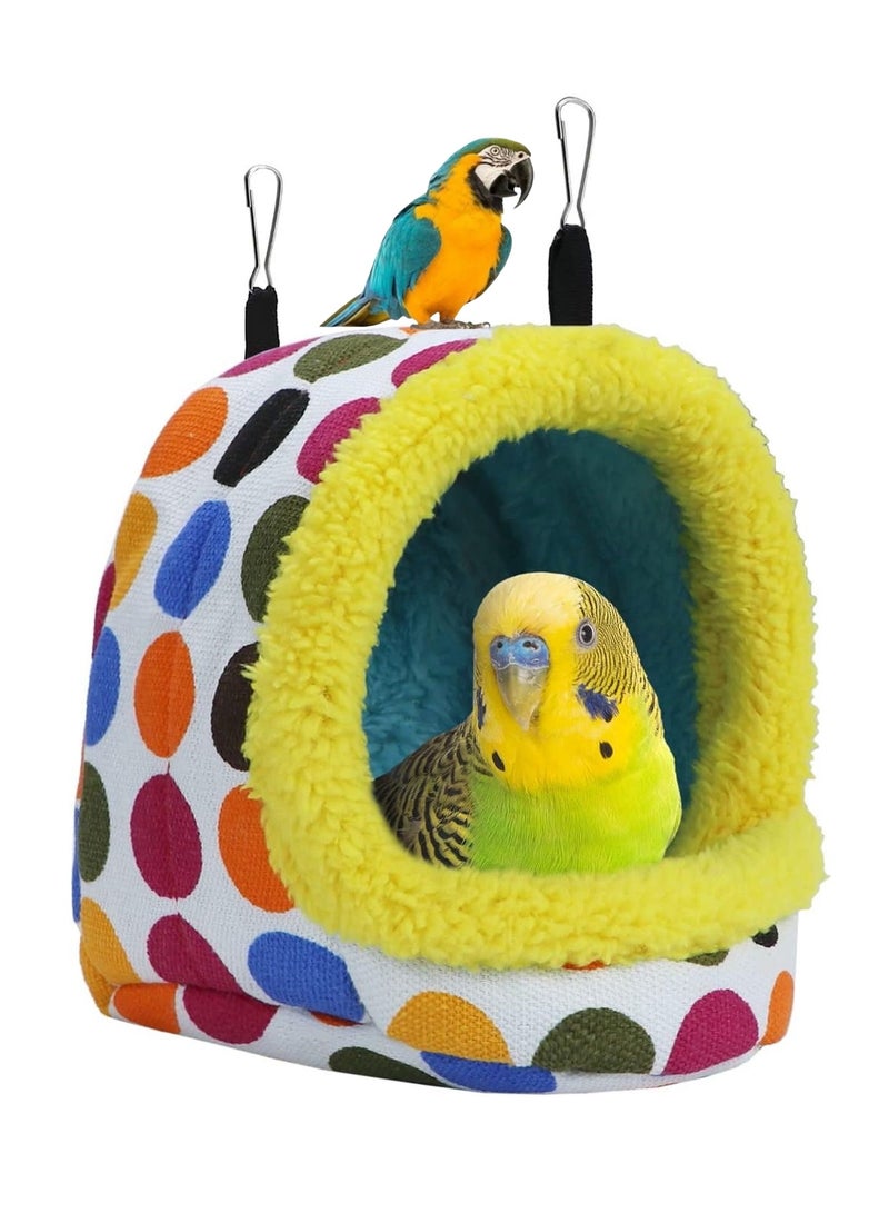 NOVOLAN Bird Nest, Insulated Thick Cotton Bed for Parrots, Hamsters, Chinchillas, Cozy Winter Sleeping Bag Warm Nest, Size 18x18x22cm, Hanging Hammock Toy & Locking Clip for Easy Attachment - Image 1