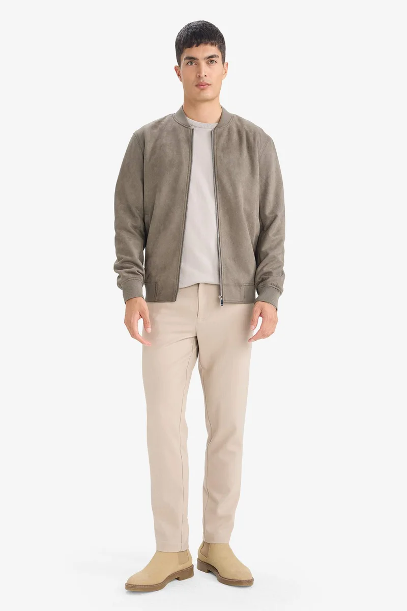 ديفاكتو Slim Fit Faux Suede Bomber Jacket