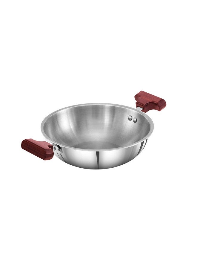 Hawkins 1.5 Litre Deep Fry Pan, Triply Stainless Steel Kadai, Flat Bottom Induction Kadhai, Small Kadai, Silver (SSD15) - Image 1