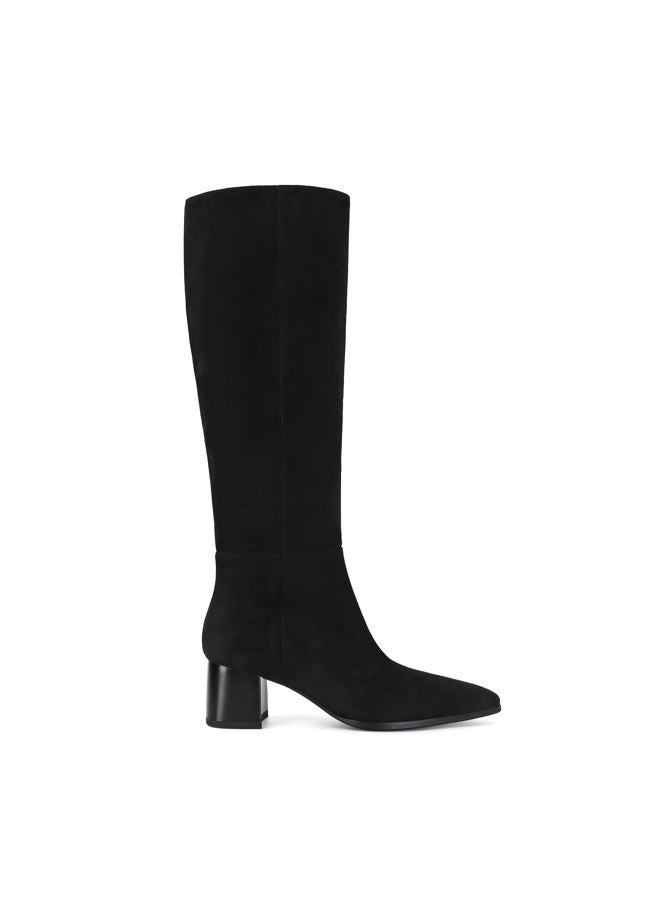 MICIFA Suede Knee High Boots for Women Pointed Toe Chunky Heel Tall Boots Side Zipper Long Boots Comfortable Casual, Black, 7 - Image 2
