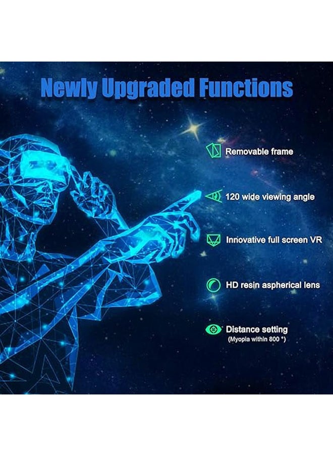 مجموعة نظارات الواقع الافتراضي VR VR ثلاثية الأبعاد تتضمن نظارات الواقع الافتراضي ثلاثية الأبعاد وأجهزة التحكم ونظارات الواقع الافتراضي القابلة للتعديل - متوافقة مع iPhone وAndroid تدعم 7 بوصات