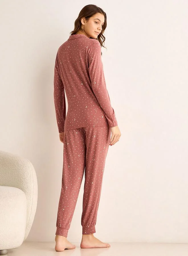 Splash FAV  Pyjama Set Button-Down Shirt and Pants Modal for Women | Best Price UAE