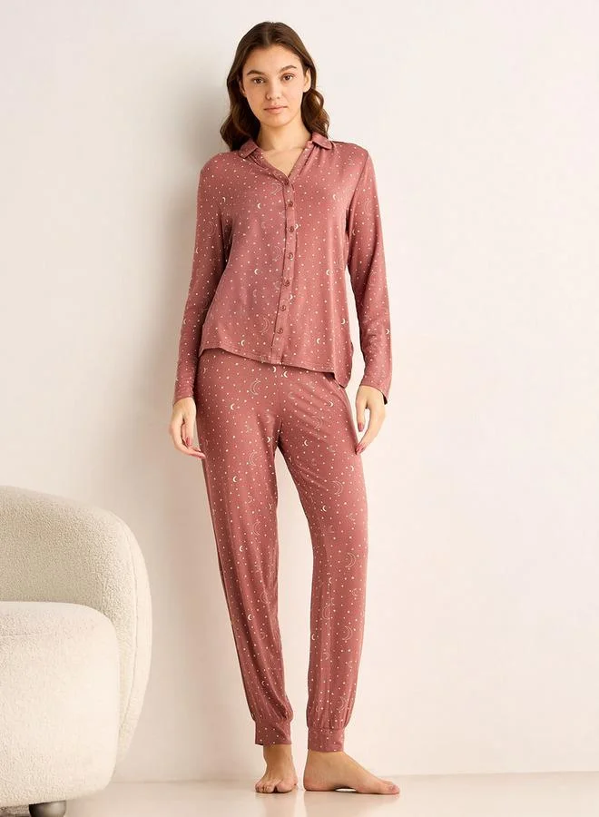Splash FAV Pyjama Set Button Down Shirt and Pants Modal