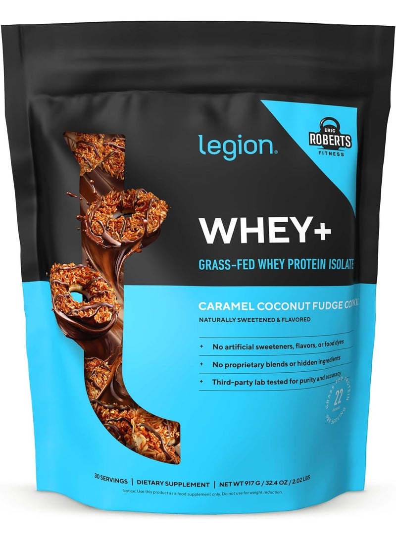 LEGION Whey+ Grass-Fed Whey Protein Isolate Caramel Coconut Fudge 30 Servings – Low Calorie, Sugar Free & Naturally Sweetened - Image 1