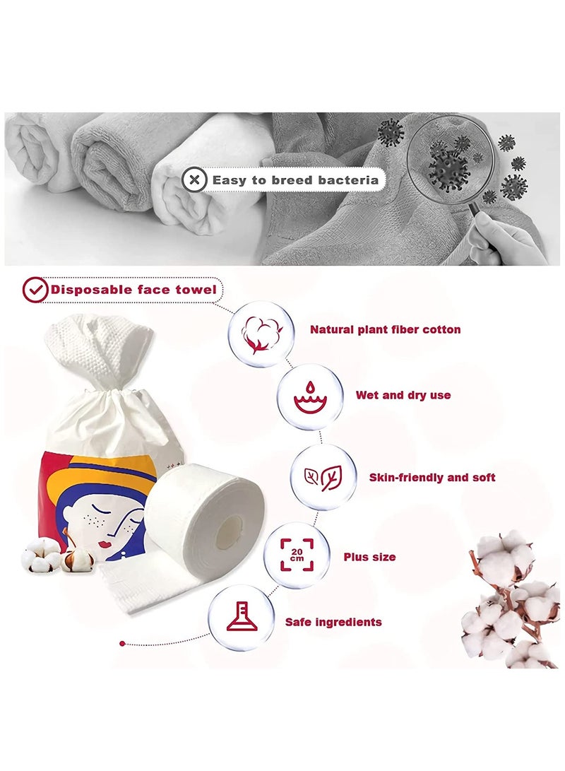SYOSI Disposable Face Towel, Soft Dry Wipe, Cotton Face Tissues, Biodegradable Facial Tissue, Lint Free Facial Cleansing Towels, 80 Count Extra Thick Dry and Wet Use for Sensitive Skin - Image 2