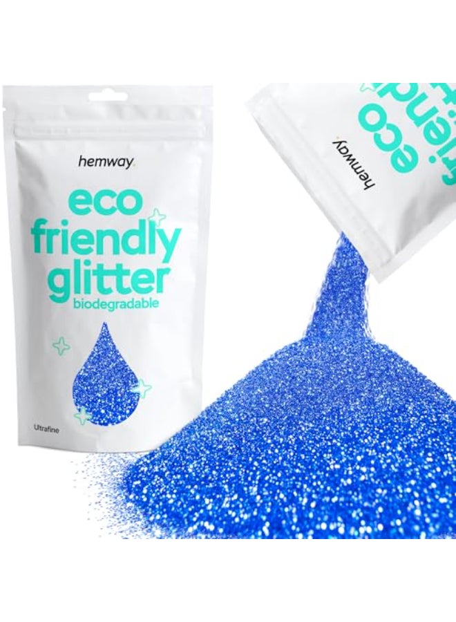 Hemway Eco Friendly Biodegradable Glitter 100g 35oz Bio Cosmetic Safe Sparkle Vegan for Face Eyeshadow Body Hair Nail and Festival Makeup Ultrafine 1128 0008 02mm Sapphire Blue - Image 1