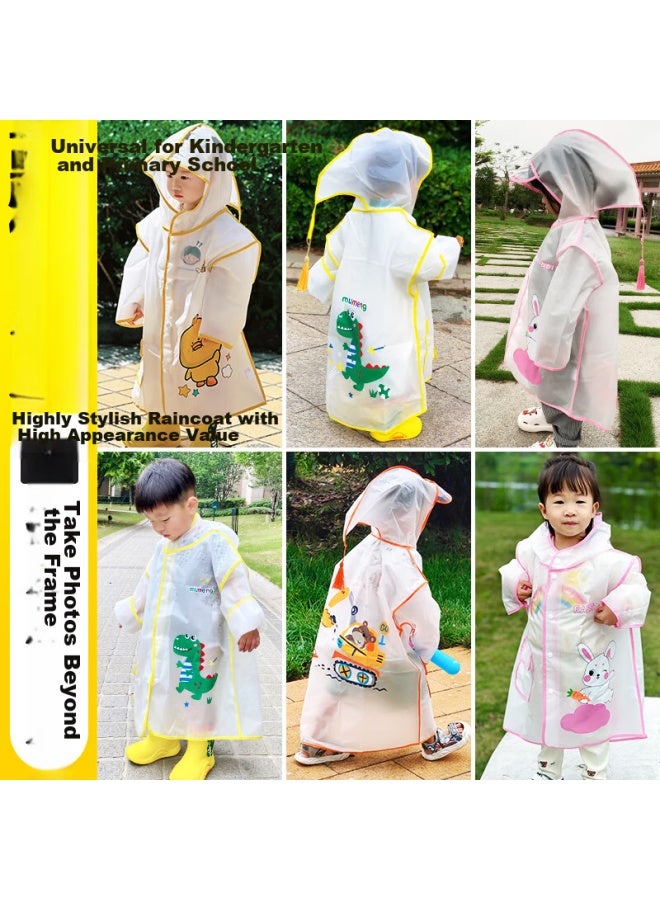 Moremerry Children's Raincoat For Boys And Girls, Waterproof Full-body Rain Poncho For Kindergarten And Elementary School Students, Yellow Little Duck Design, Size S - Image 5