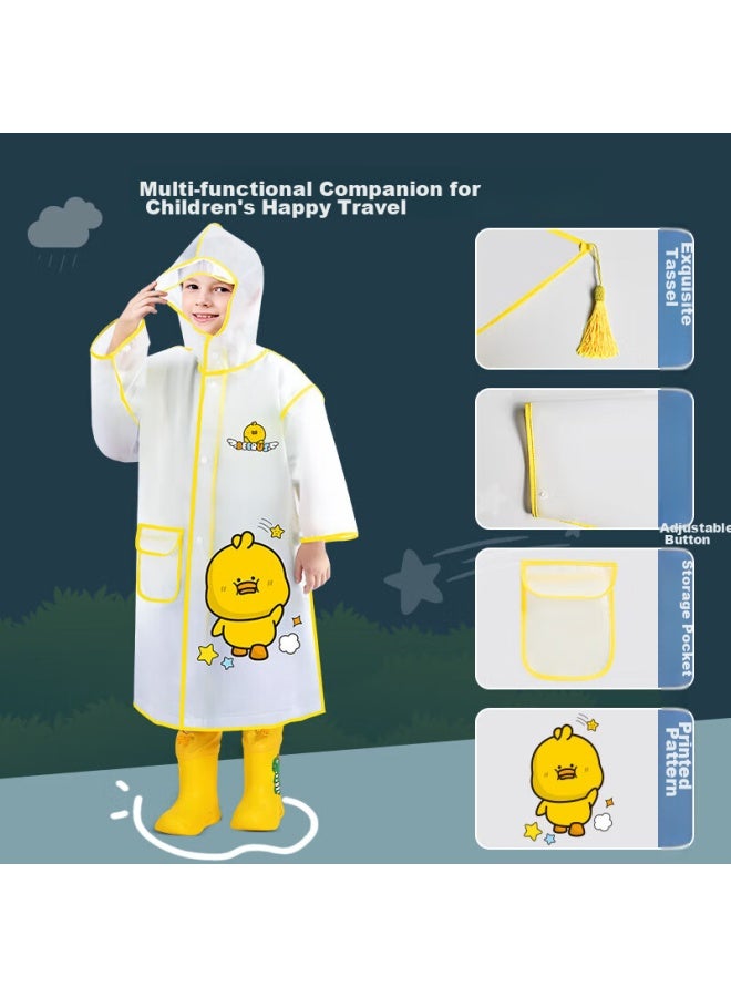 Moremerry Children's Raincoat For Boys And Girls, Waterproof Full-body Rain Poncho For Kindergarten And Elementary School Students, Yellow Little Duck Design, Size S - Image 3