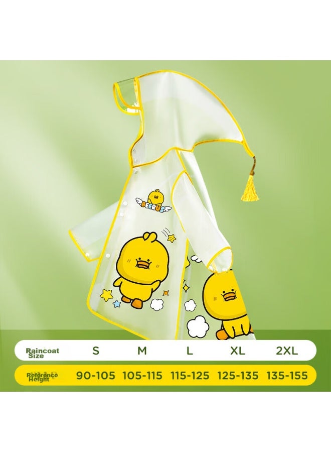 Moremerry Children's Raincoat For Boys And Girls, Waterproof Full-body Rain Poncho For Kindergarten And Elementary School Students, Yellow Little Duck Design, Size S - Image 1