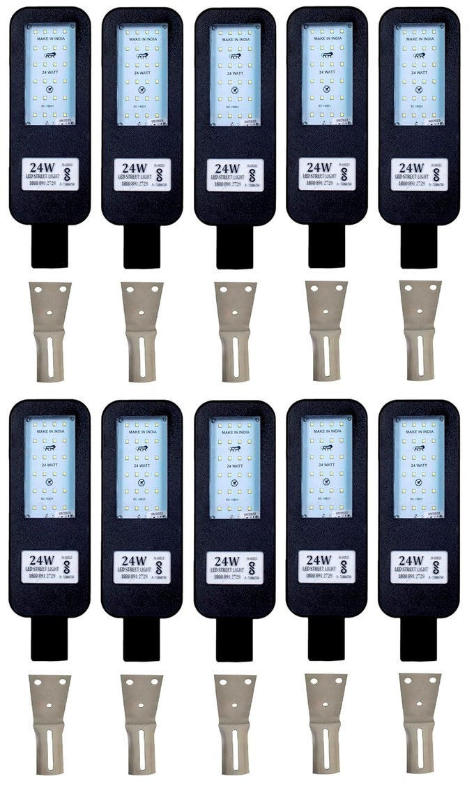 PLASTIC 24 WATTS LED STREET LIGHT WATERPROOF IP65 POLY CARBONATE BODY, 140 R WATT LUMENS FREE WALL CLAMP (PACK OF 10)