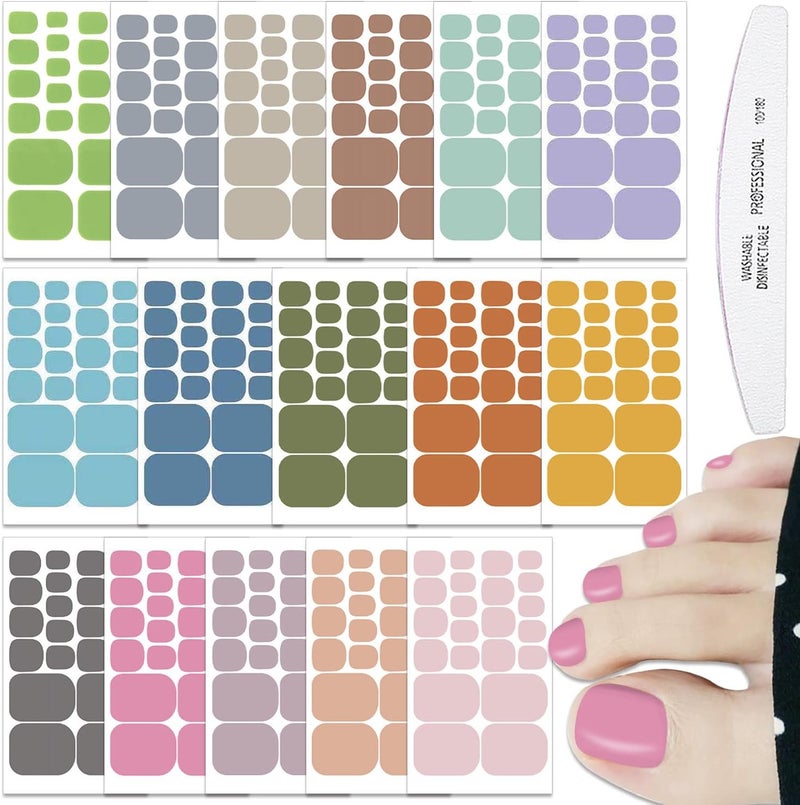 WOKOTO 16 Sheets Toes Nail Wraps for Women Toenails Nail Polish Strips Gel Nail Stikers Set with Nail File Nail Gel Strips Press On Nails Polish Stickers for Toes Women Girls Stickers for Nails Art