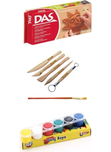 Glance Ceramic Clay 500 gr (Brown) & 6-Piece Gouache Starter Set 