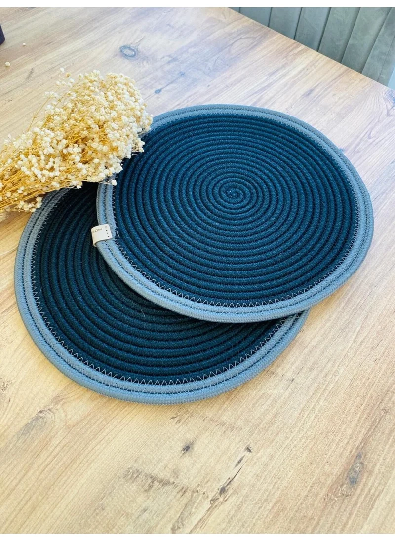 BDZ Deri BDZ Leather Jute Wicker American Service Plate 2 Pieces