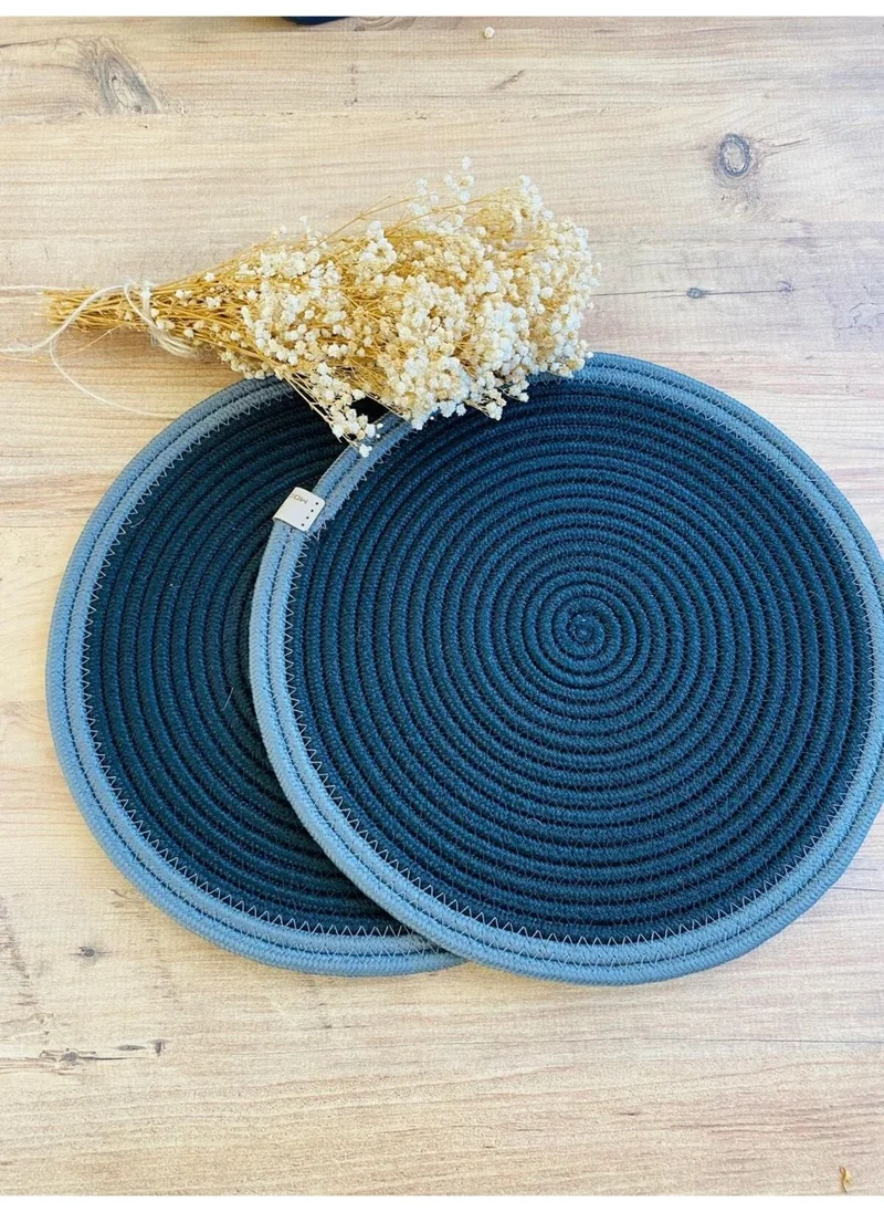 BDZ Deri BDZ Leather Jute Wicker American Service Plate 2 Pieces