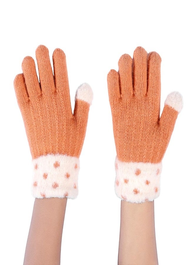 قفازات شتوية من الفرو الصناعي للأطفال من ريتشمن، للأولاد والبنات، بدون أصابع، ناعمة ودافئة، مصنوعة من الفرو، قفازات نصف أصبع للأطفال (من عمر 3 إلى 16 سنة) (لون برتقالي واحد) - Image 1