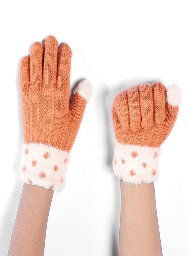 قفازات شتوية من الفرو الصناعي للأطفال من ريتشمن، للأولاد والبنات، بدون أصابع، ناعمة ودافئة، مصنوعة من الفرو، قفازات نصف أصبع للأطفال (من عمر 3 إلى 16 سنة) (لون برتقالي واحد) - Image 3