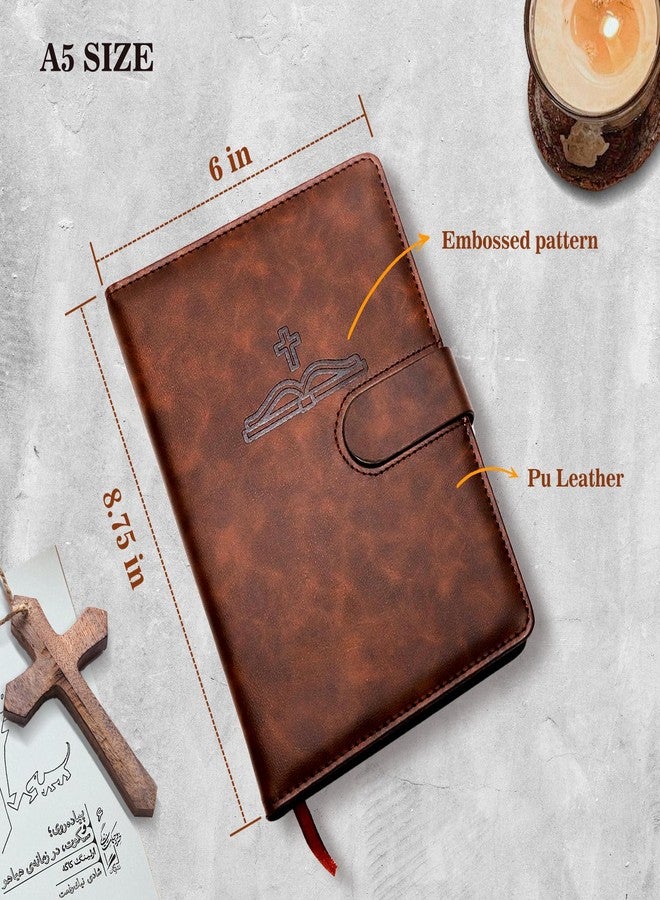 Adronix Leather Christian Bible Prayer Journal, Bible Study Supplies Devotional Notebook & Planner for Men, Religious Jesus Faith Gift for Graduation, Pastor, Church, Baptism, Cross - Image 2