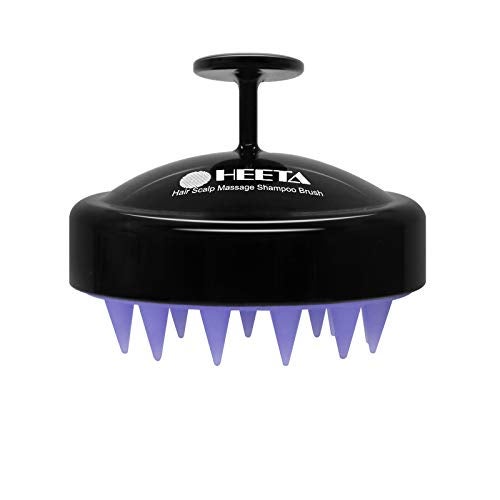 HEETA Scalp Massager Hair Growth Soft Silicone Scalp Scrubber Shampoo Brush for Exfoliation Dandruff Removal Head Massage Stress Relax Wet Dry Use for Thick Thin Curly Hair Care Black