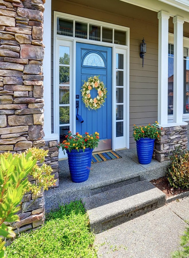AMF0RESJ Artificial Spring Summer Wreaths for Front Door Daisy Wreath with Daisy,Hydrangea,Peony Flower for Indoor Outdoor Farmhouse Home Porch Wall Window Festival Wedding Decor - Image 2