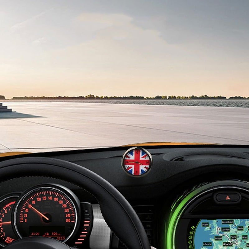 Mini Union Jack Car Clock Stainless Steel Dashboard Alarm Unique Auto Decor for Mini - Image 3