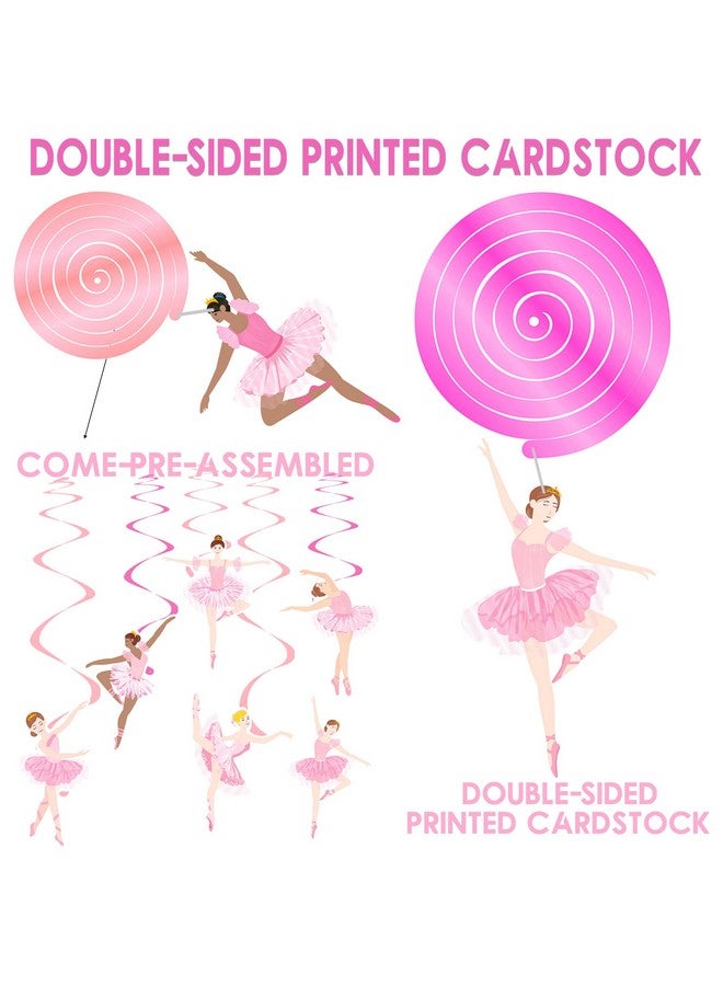 اوموني زينة حفلات باليه من أوموني، 20 قطعة من زينة حفلات عيد ميلاد راقصات الباليه، زينة حفلات باليه على شكل دوامات للسقف، زينة حفلات استقبال المولود الجديد لراقصات الباليه - Image 4