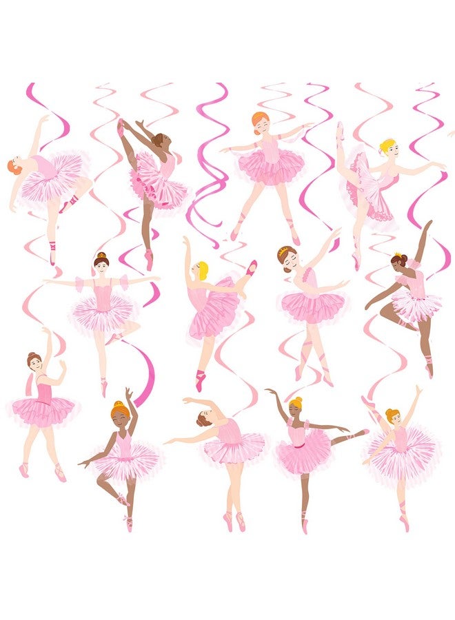 اوموني زينة حفلات باليه من أوموني، 20 قطعة من زينة حفلات عيد ميلاد راقصات الباليه، زينة حفلات باليه على شكل دوامات للسقف، زينة حفلات استقبال المولود الجديد لراقصات الباليه - Image 1