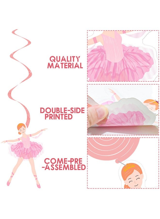 اوموني زينة حفلات باليه من أوموني، 20 قطعة من زينة حفلات عيد ميلاد راقصات الباليه، زينة حفلات باليه على شكل دوامات للسقف، زينة حفلات استقبال المولود الجديد لراقصات الباليه - Image 3
