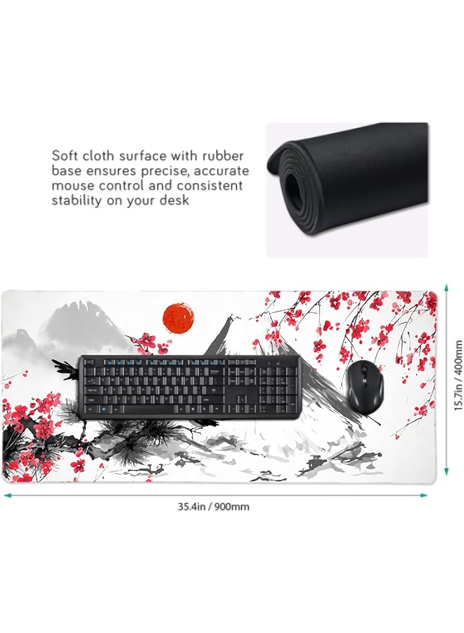 erorex Mouse Pad 80 X 30Cm Extended Large Mouse Mat Desk Pad Stitched Edges Mousepad Desk Mat Gaming Mat Non Slip Rubber Base Xl Gaming Pad For Office And Home Mountain Ink Painting  - Image 3