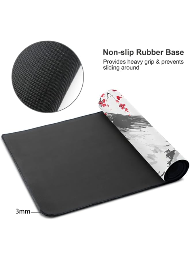 erorex Mouse Pad 80 X 30Cm Extended Large Mouse Mat Desk Pad Stitched Edges Mousepad Desk Mat Gaming Mat Non Slip Rubber Base Xl Gaming Pad For Office And Home Mountain Ink Painting  - Image 4