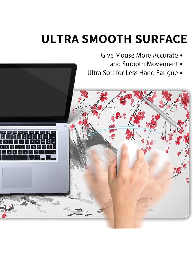 erorex Mouse Pad 80 X 30Cm Extended Large Mouse Mat Desk Pad Stitched Edges Mousepad Desk Mat Gaming Mat Non Slip Rubber Base Xl Gaming Pad For Office And Home Mountain Ink Painting  - Image 5