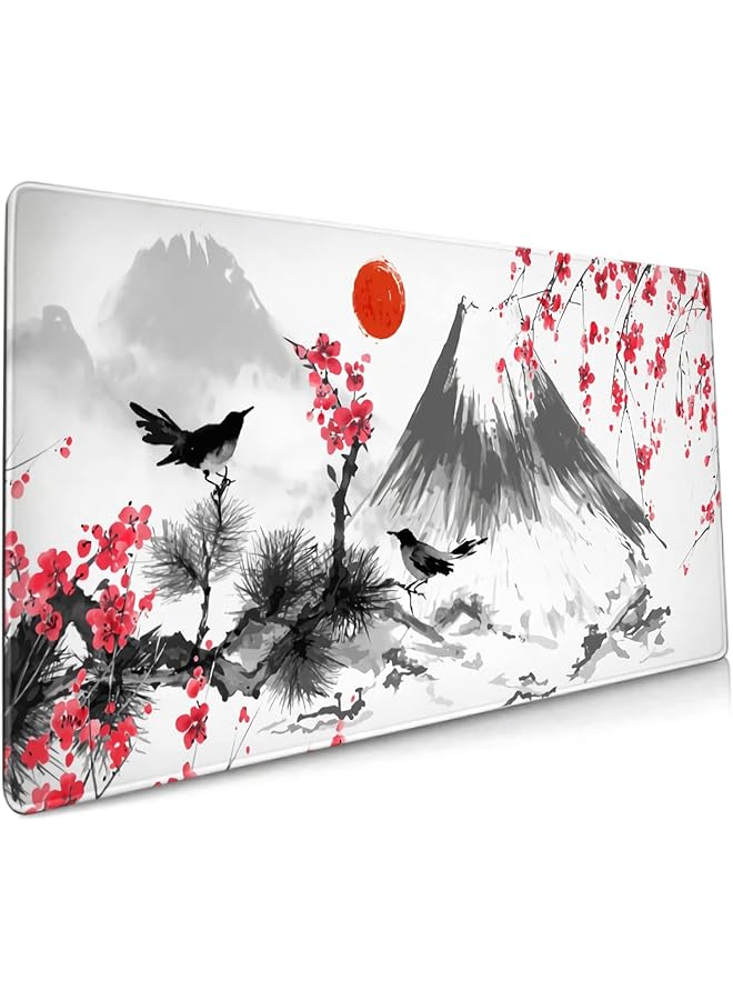 erorex Mouse Pad 80 X 30Cm Extended Large Mouse Mat Desk Pad Stitched Edges Mousepad Desk Mat Gaming Mat Non Slip Rubber Base Xl Gaming Pad For Office And Home Mountain Ink Painting  - Image 1