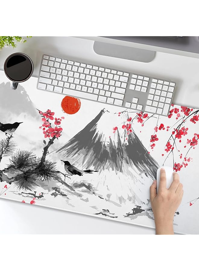 erorex Mouse Pad 80 X 30Cm Extended Large Mouse Mat Desk Pad Stitched Edges Mousepad Desk Mat Gaming Mat Non Slip Rubber Base Xl Gaming Pad For Office And Home Mountain Ink Painting  - Image 2