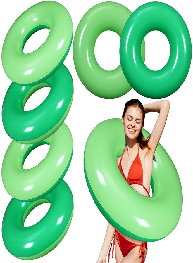 JellyArch 6 Pcs Inflatable Pool Float for Adult 28 Inch Swim Tube Bulk Pool Inner Tube Floaties Swimming Ring for Beach Party Decoration Women Men River Lake Summer Vacation Holiday(Green Ombre) - Image 1