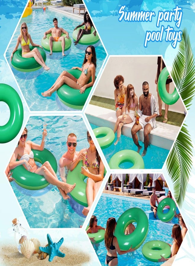 JellyArch 6 Pcs Inflatable Pool Float for Adult 28 Inch Swim Tube Bulk Pool Inner Tube Floaties Swimming Ring for Beach Party Decoration Women Men River Lake Summer Vacation Holiday(Green Ombre) - Image 5